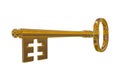 3D rendering of a golden vintage key Royalty Free Stock Photo