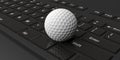 3d rendering golf ball on a keyboard Royalty Free Stock Photo