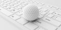 3d rendering golf ball on a keyboard Royalty Free Stock Photo