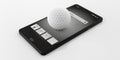 3d rendering golf ball on a smartphone Royalty Free Stock Photo