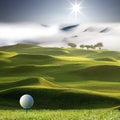 3d rendering of golf club and ball in grass Royalty Free Stock Photo