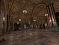 3D Rendering Gothic Hallway