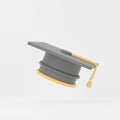 3d rendering of Graduation Cap icon on clean background for mock up and web banner. Cartoon interface design. minimal metaverse