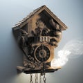 Carved wooden grandfather clock with magic mist