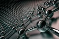 3D rendering of graphene surface, black atoms and bonds with carbon glossy structure Royalty Free Stock Photo