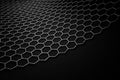 3D rendering of graphene surface, grey bonds with carbon structure