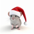 3d Rendering Of A Gray Rat With Santa Hat - Festive Holiday Mouse Illustration