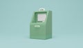 3D Rendering of green ATM Machine on blue background Royalty Free Stock Photo