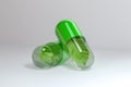 3d rendering, green capsule with leaf in it