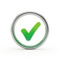 Green check mark inside silver circle Royalty Free Stock Photo