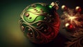 3D rendering of a green christmas ball on a dark background Royalty Free Stock Photo