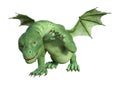 3D Rendering Fantasy Hatchling Dragon on White