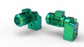 3D rendering - green gear reducers Royalty Free Stock Photo