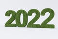 3d rendering of green grass number 2022 isolated on white background Royalty Free Stock Photo
