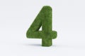 3d rendering of green grass number 4 isolated on white background - concept of early education Royalty Free Stock Photo