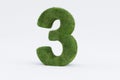 3d rendering of green grass number 3 isolated on white background - concept of early education Royalty Free Stock Photo