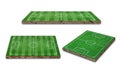 3D Rendering. Green grass soccer field collection isolated on white Royalty Free Stock Photo