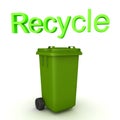 3D Rendering of green recycling trash bin Royalty Free Stock Photo