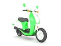 3d rendering of a green scooter on white background