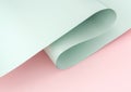 3d rendering of green waved paper isolated on pink background.