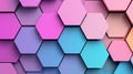 A 3D rendering of a grid of hexagons in various pastel colors. Royalty Free Stock Photo