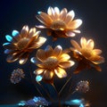 3D rendering of a group of beautiful daisies in a bright light AI generated