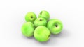 3d rendering of a group of green apples isolated in a studio background