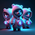 3d rendering of a group of panda bears in space suits Generative AI