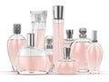 3D rendering group of perfume bottles