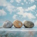 3D rendering of a group of stones on the background of the sky Royalty Free Stock Photo