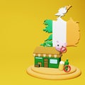 3d rendering of halal and haram food and beverage culinary tourism in Ireland