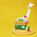 3d rendering of halal and haram food and beverage culinary tourism in Japan