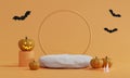 3d rendering Halloween background with podium for product display