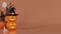 3d rendering Halloween banner background with pumpkin ghost candle