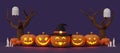 3d rendering Halloween banner background with pumpkin ghost candle