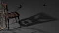 3D rendering of a Halloween monster chair on a dark background