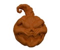 3d rendering of Halloween pumpkin color with evil face minimal abstract Halloween background