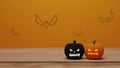 3D rendering. Halloween pumpkin jack o lantern on wooden table