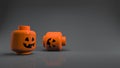 3d rendering halloween pumpkin toys in dark background