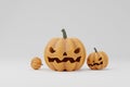 3D rendering Halloween Pumpkins on white background