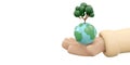 3D Rendering of hand holding earth and tree icon concept of World Environment Day Royalty Free Stock Photo