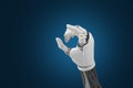 3d rendering Hands of Tomorrow, Dive into the Future as the Robotic Hand, Illuminated on a blue Background, Propels Us into an Era