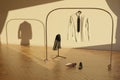 3d rendering of hanging elegant shirt on coat stand and cast shadows on wall