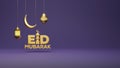 3d rendering Happy Eid Mubarak wishing post, awesome Islamic poster design. Royalty Free Stock Photo