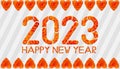 3D rendering 2023 HAPPY NEW YEAR text in the form of marigold flower