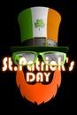3D rendering of a hat in the colors of the flag of Ireland and glasses. Club style. St.Patrick \'s Day Royalty Free Stock Photo
