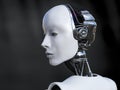 3D rendering of female robot looking sad
