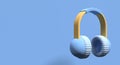 3d rendering headphones. Wireless headphones side view. 3d earmuffs illustration. Winter fluffy warm earmuffs. 3d render