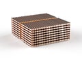 Heap of shiny copper billets in factory