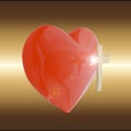 3D rendering of heart with golden cross on abstract background Royalty Free Stock Photo